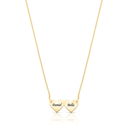 Colar 2 corações personalizados com nomes afetivos em banho ouro 18k VN Collettiva
