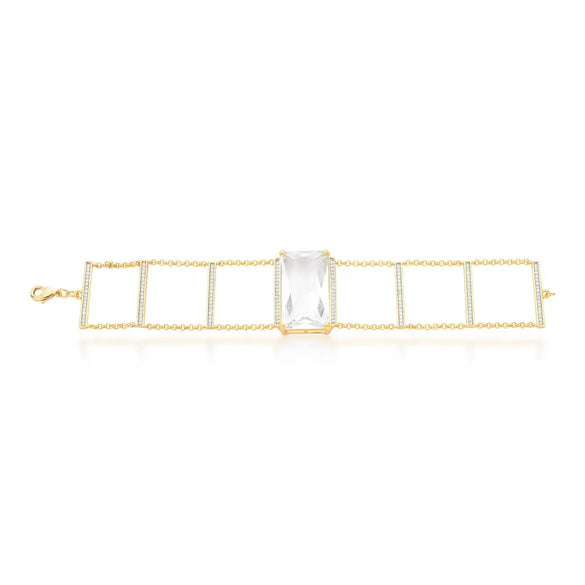 Pulseira ICE Cristal com cristal retangular transparente e banho ouro 18k da coleção ICE VN Collettiva.